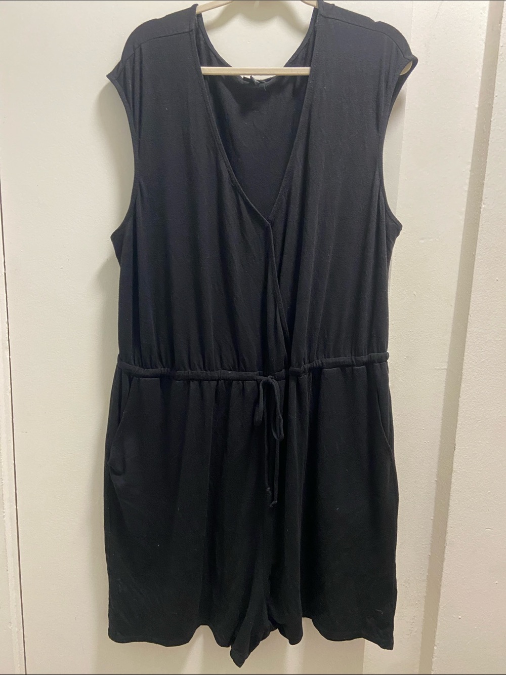 torrid Black Sleeveless Wrap Romper with Drawstring
